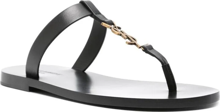 Saint Laurent Cassandre Leather Thong Sandals - Image 4