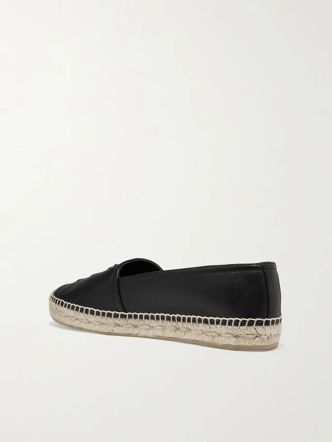 SAINT LAURENT - Cassandre Logo-embossed Leather Espadrilles - Black - Image 3