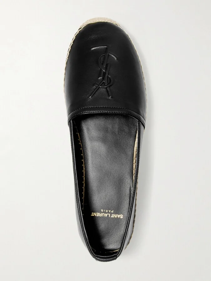 SAINT LAURENT - Cassandre Logo-embossed Leather Espadrilles - Black - Image 5