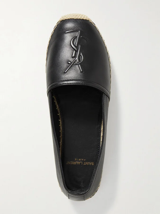 SAINT LAURENT - Cassandre Logo-embossed Leather Espadrilles - Black - Image 5