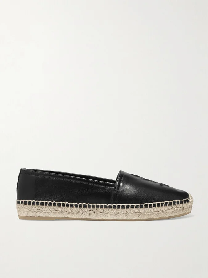 SAINT LAURENT - Cassandre Logo-embossed Leather Espadrilles - Black