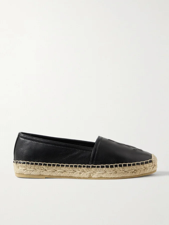 SAINT LAURENT - Cassandre Logo-embossed Leather Espadrilles - Black