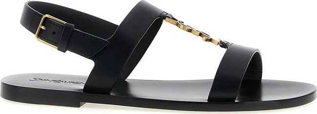 Saint Laurent Cassandre Logo Plaque Sandals