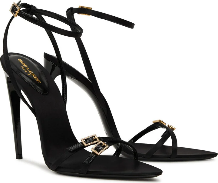 Saint Laurent Cassie 110 Satin Sandals - Image 2