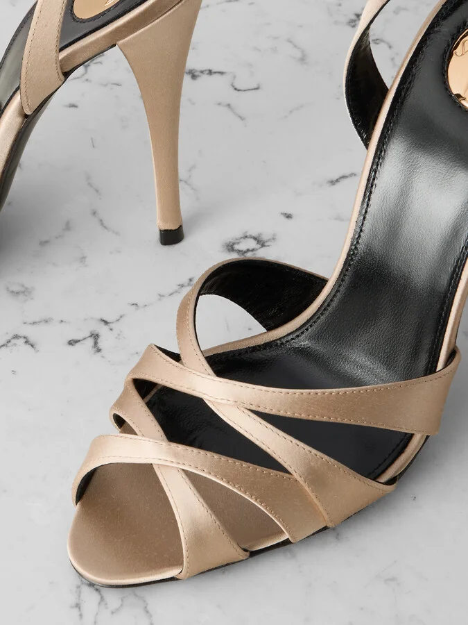 SAINT LAURENT - Chandelle Satin Sandals - Neutrals - Image 4