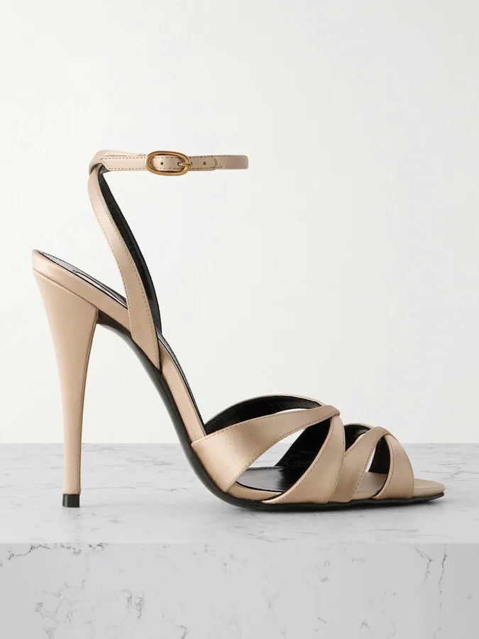 SAINT LAURENT - Chandelle Satin Sandals - Neutrals