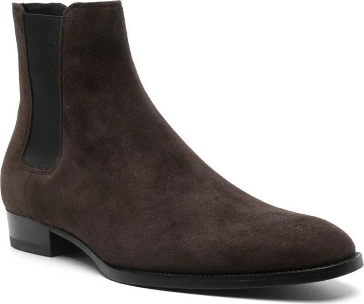 Saint Laurent "Chelsea Wyatt" Suede Ankle Boots - Image 3