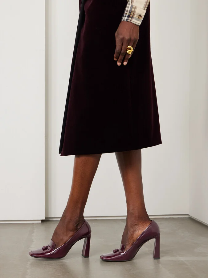 SAINT LAURENT - Chloé 90 Tasseled Leather Pumps - Brown - Image 2