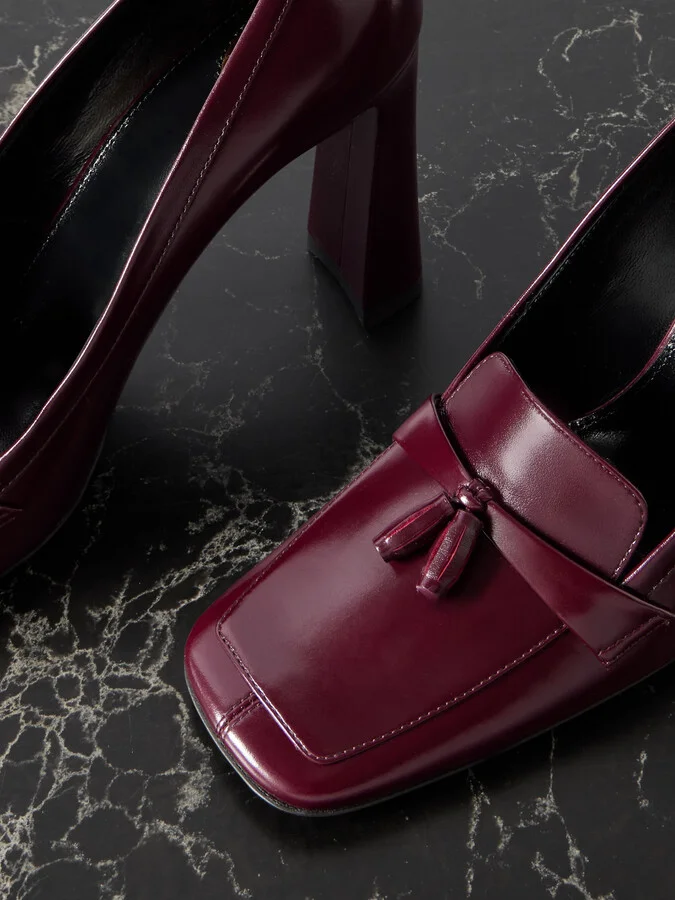 SAINT LAURENT - Chloé 90 Tasseled Leather Pumps - Brown - Image 4