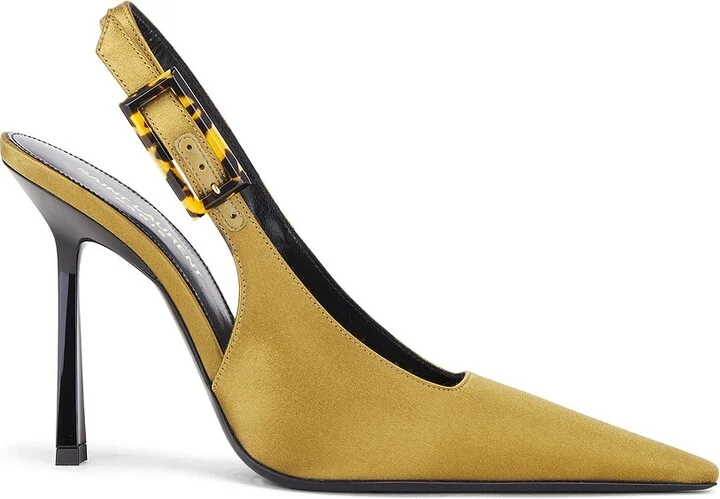 Saint Laurent Climax Slingback Pump in Olive