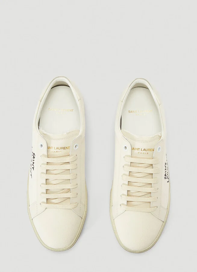 Saint Laurent Court Classic Logo Sneakers - Woman Sneakers Beige Eu - 41 - Image 2