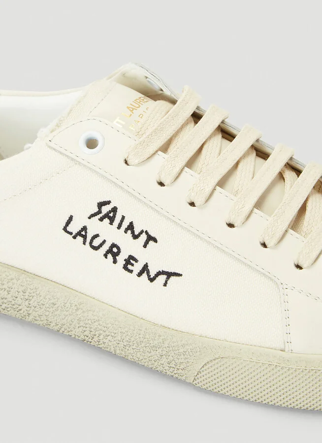 Saint Laurent Court Classic Logo Sneakers - Woman Sneakers Beige Eu - 41 - Image 5