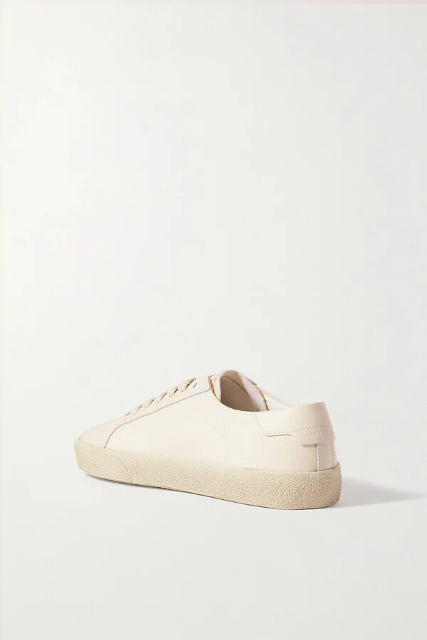 SAINT LAURENT - Court Classic Sl/06 Distressed Logo-embroidered Canvas And Leather Sneakers - White - Image 3