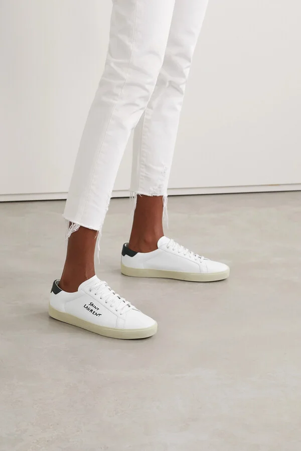 SAINT LAURENT - Court Classic Sl/06 Logo-embroidered Leather Sneakers - White - Image 2