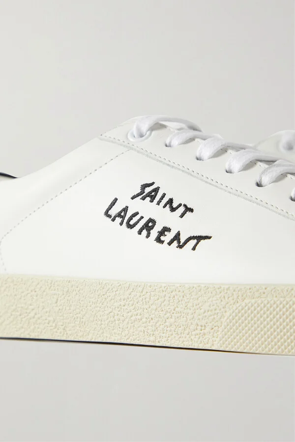 SAINT LAURENT - Court Classic Sl/06 Logo-embroidered Leather Sneakers - White - Image 4