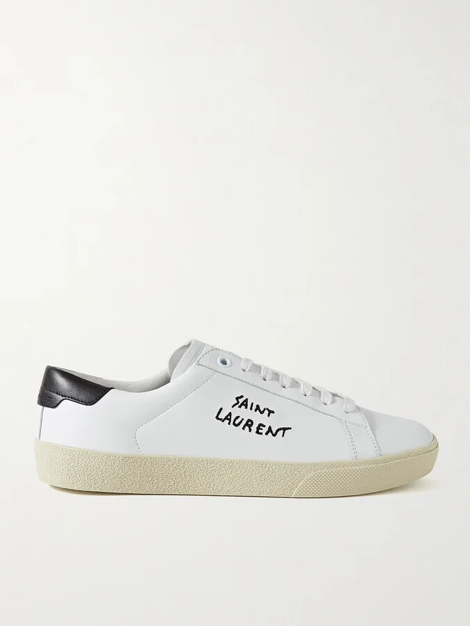 SAINT LAURENT - Court Classic Sl/06 Logo-embroidered Leather Sneakers - White