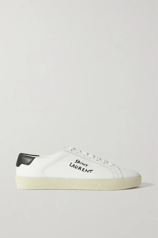 SAINT LAURENT - Court Classic Sl/06 Logo-embroidered Leather Sneakers - White