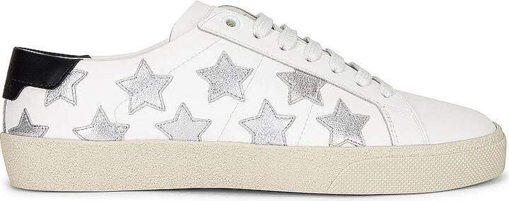 Saint Laurent Court Classic Star Sneakers in White