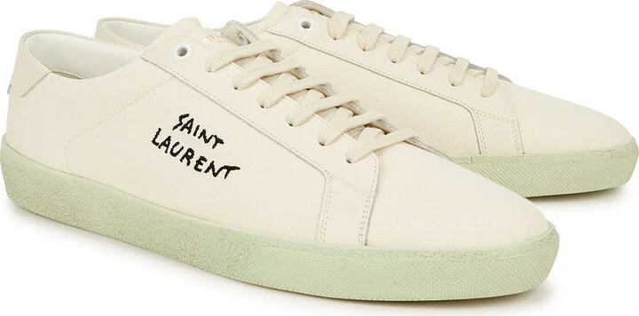 Saint Laurent Court Off-white Canvas Sneakers - Image 2