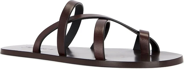 Saint Laurent Culver Flat Sandal in Chocolate - Image 2