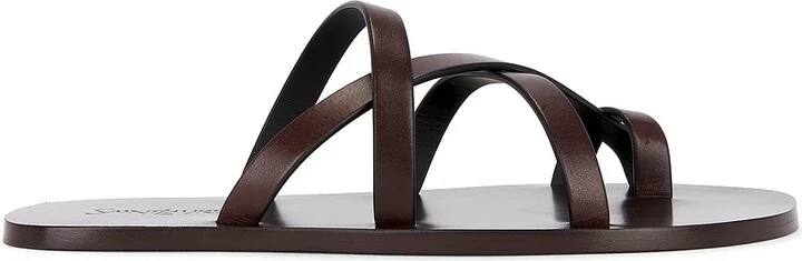 Saint Laurent Culver Flat Sandal in Chocolate