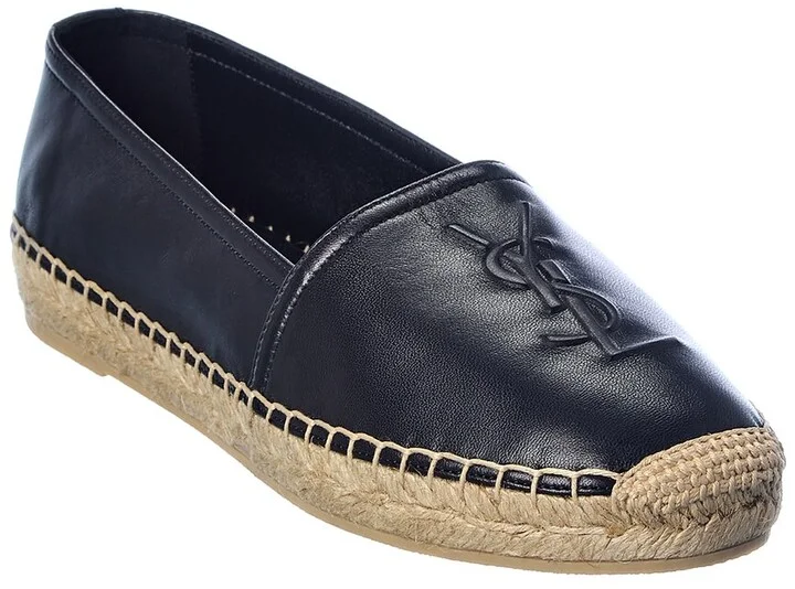 Saint Laurent Debossed Logo Leather Espadrille