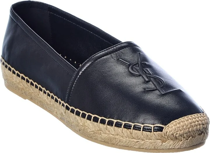 Saint Laurent Debossed Logo Leather Espadrille