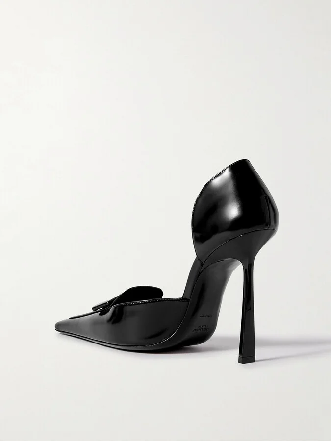 SAINT LAURENT - D'orsay Glossed-leather Pumps - Black - Image 3