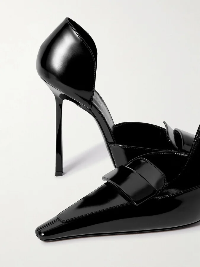 SAINT LAURENT - D'orsay Glossed-leather Pumps - Black - Image 4