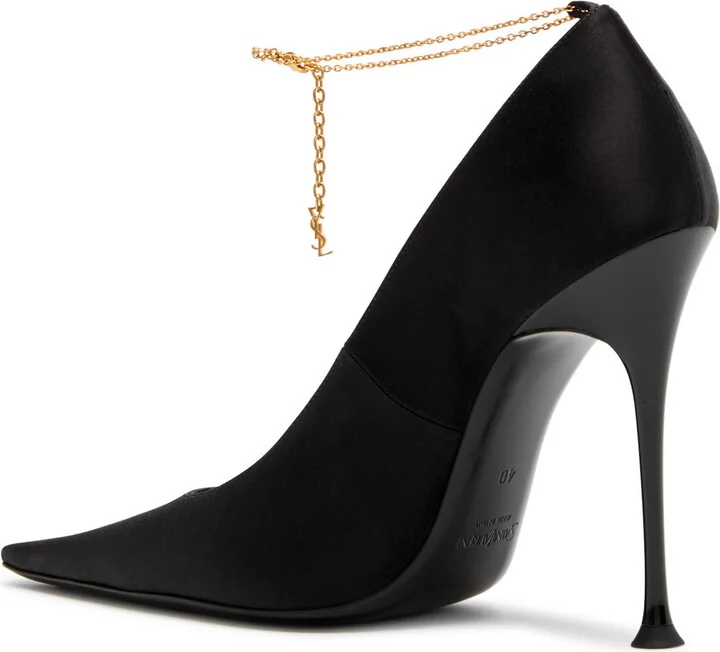 Saint Laurent Doville 110 Anklet-embellished Satin Pumps - Image 2