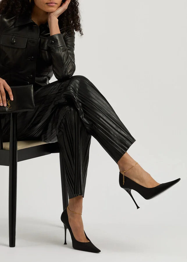 Saint Laurent Doville 110 Anklet-embellished Satin Pumps - Image 5