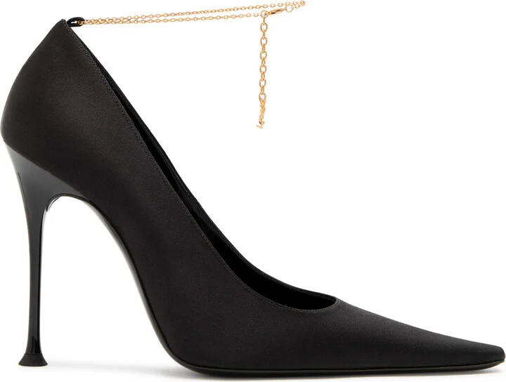 Saint Laurent Doville 110 Anklet-embellished Satin Pumps
