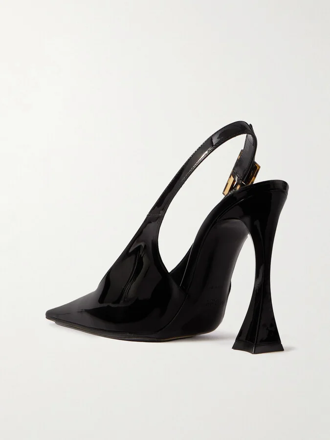 SAINT LAURENT - Dune Patent-leather Slingback Pumps - Black - Image 3