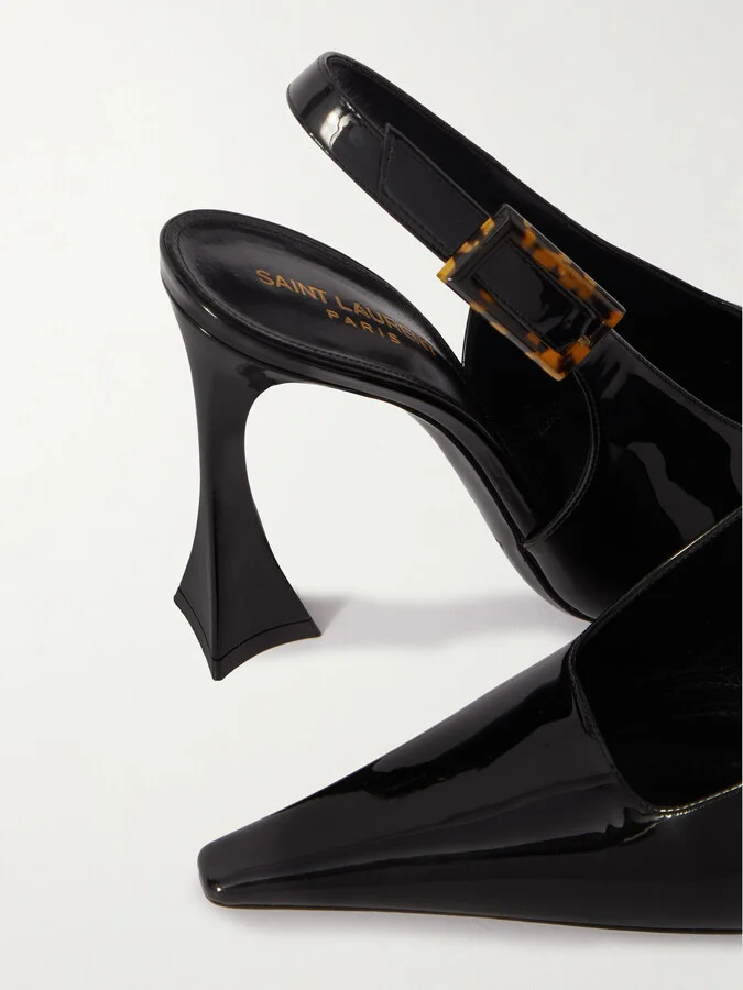 SAINT LAURENT - Dune Patent-leather Slingback Pumps - Black - Image 4