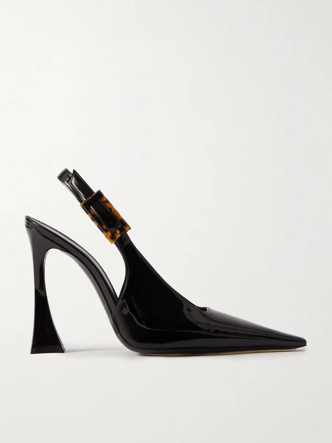 SAINT LAURENT - Dune Patent-leather Slingback Pumps - Black