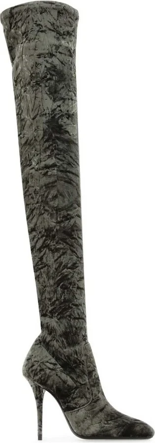 Saint Laurent Ella Thigh-High Velvet Boots