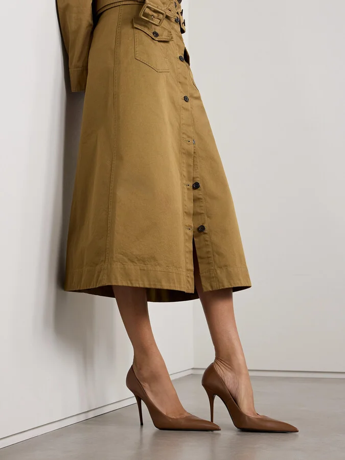 SAINT LAURENT - Élysée Leather Pumps - Brown - Image 2