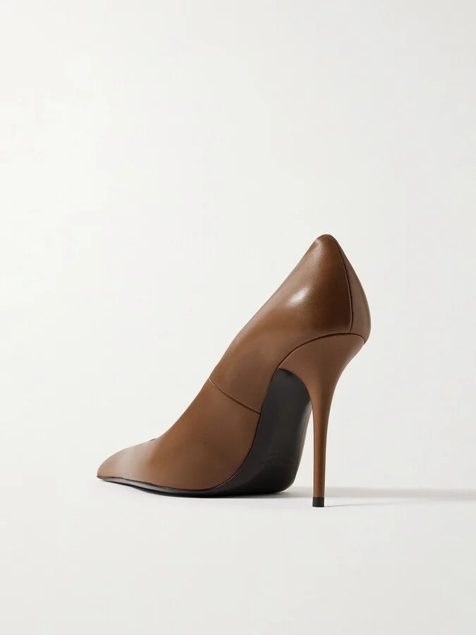 SAINT LAURENT - Élysée Leather Pumps - Brown - Image 3