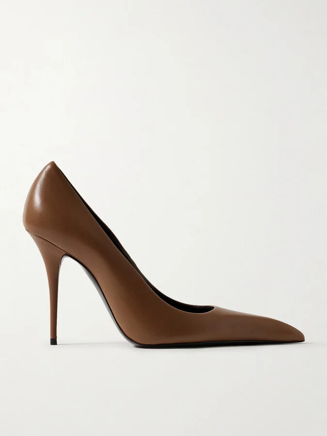 SAINT LAURENT - Élysée Leather Pumps - Brown