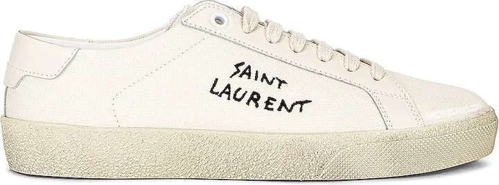 Saint Laurent Embroidered Sneakers in Ivory