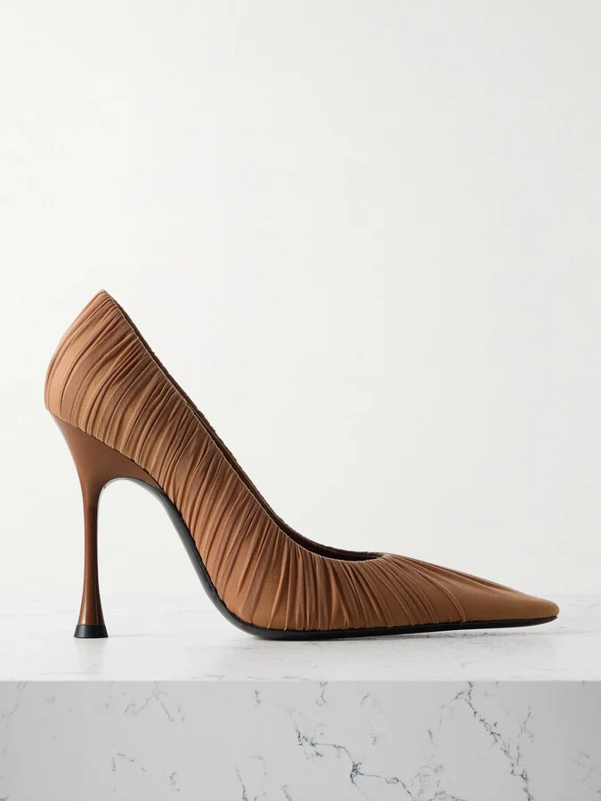 SAINT LAURENT - Emmanuelle Gathered Tulle Pumps - Brown