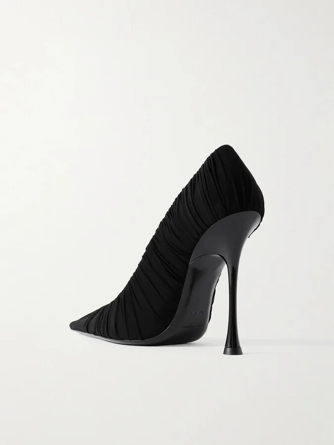 SAINT LAURENT - Emmanuelle Ruched Tulle Pumps - Black - Image 3