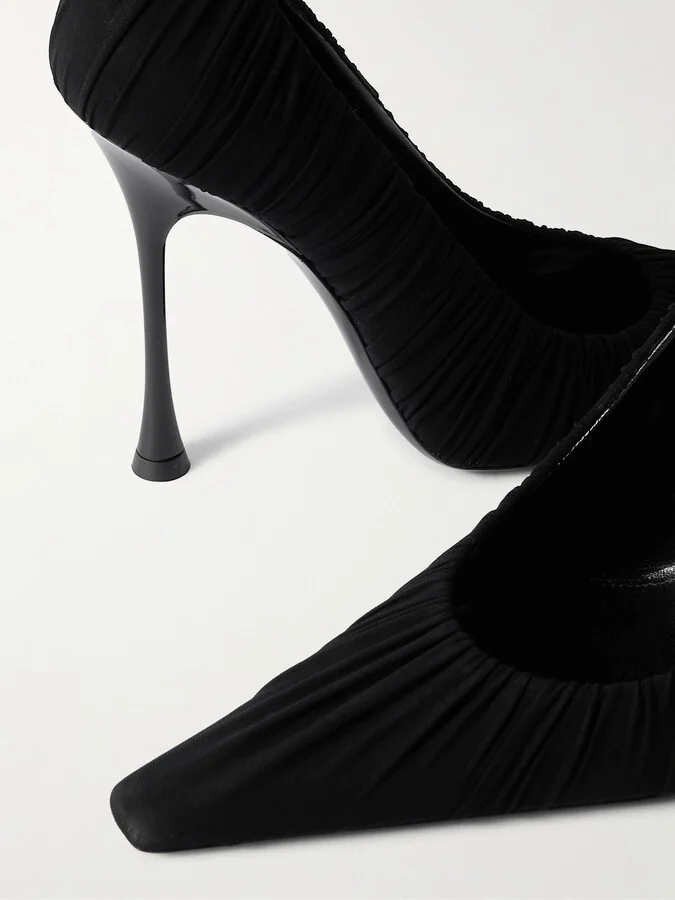 SAINT LAURENT - Emmanuelle Ruched Tulle Pumps - Black - Image 4