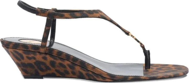 Saint Laurent Fabric Women Shoes Sandles Mid Heel Leather Sole