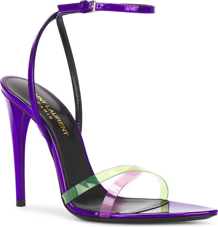 Saint Laurent Fever Sandal in Purple - Image 2