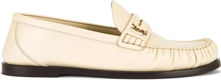 Saint Laurent Flat Loafer in Cream