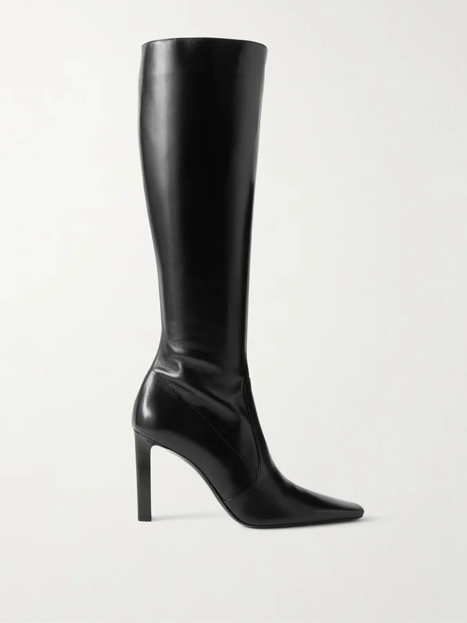 SAINT LAURENT - Francoise Glossed-leather Knee Boots - Black
