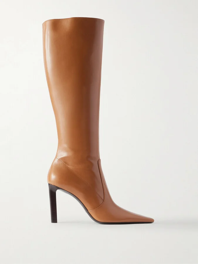 SAINT LAURENT - Francoise Leather Knee Boots - Brown