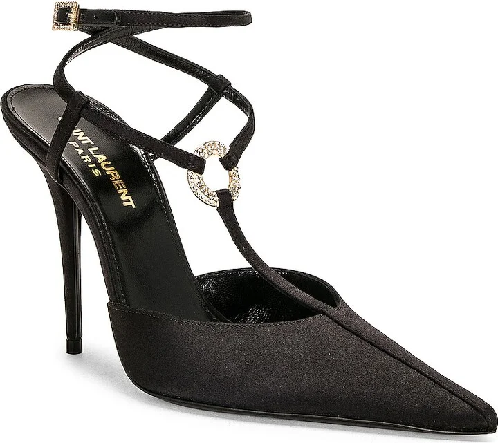 Saint Laurent Gillian Ankle Strap Pump in Black - Image 2