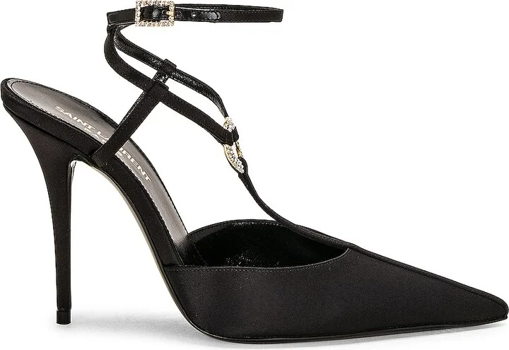 Saint Laurent Gillian Ankle Strap Pump in Black